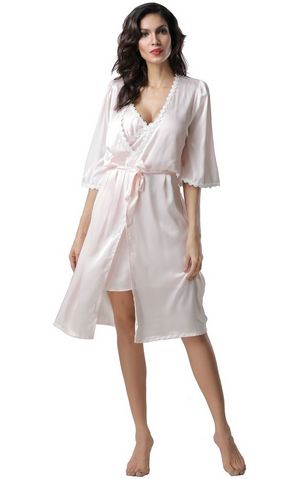 F5270-2 Sexy two piece women long sleeve silk pajamas with padding